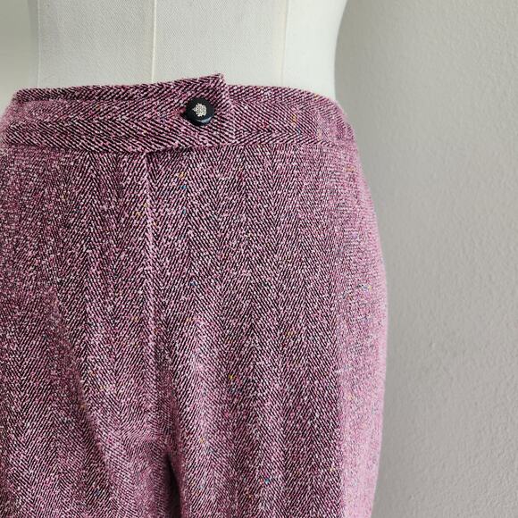 Vintage 90s Sag Harbor Pink Tweed High Rise Straight Leg Pants L - Picture 3 of 12